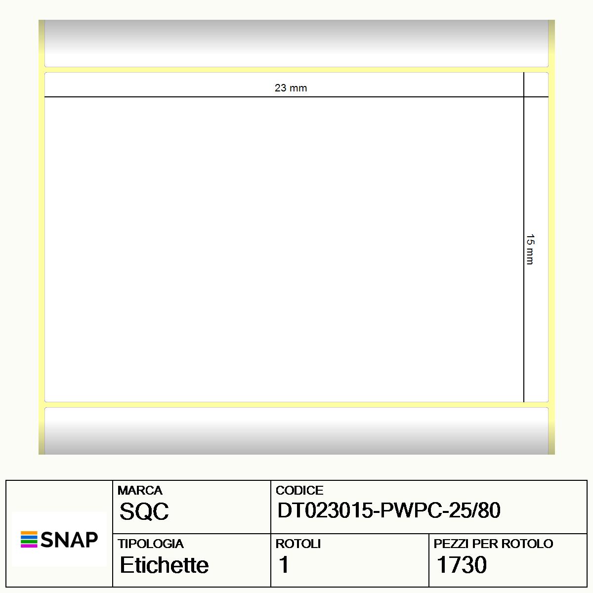 DT023015-PWPC-25/80 - Etichette SQC  S-DESK-PD Carta