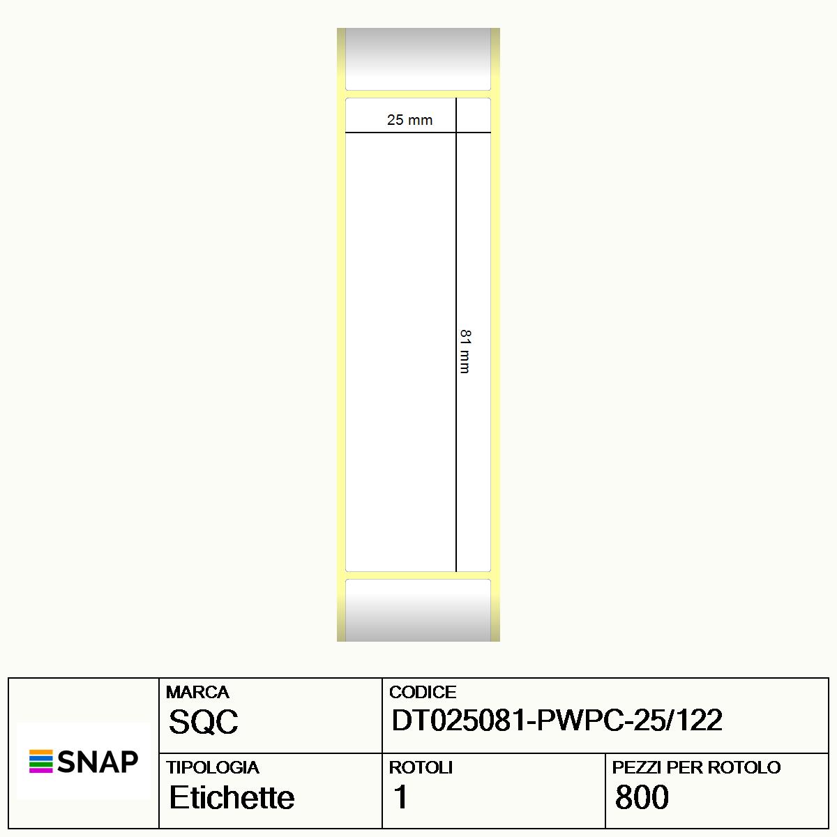 DT025081-PWPC-25/122 - Etichette SQC  S-DESK-PD Carta