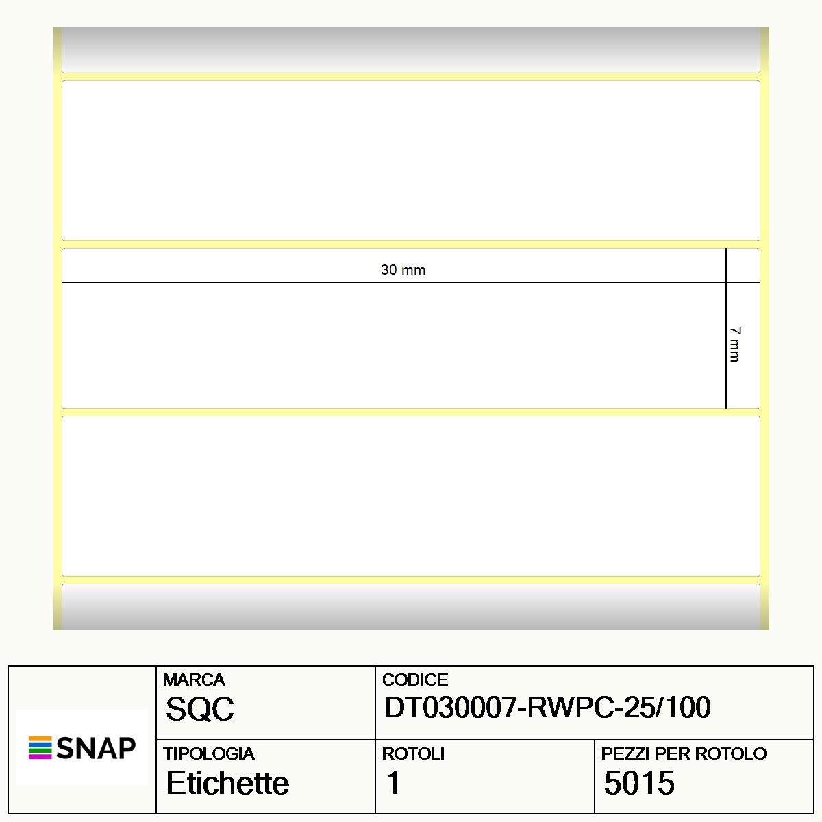 DT030007-RWPC-25/100 - Etichette SQC  S-DESK-PD Carta