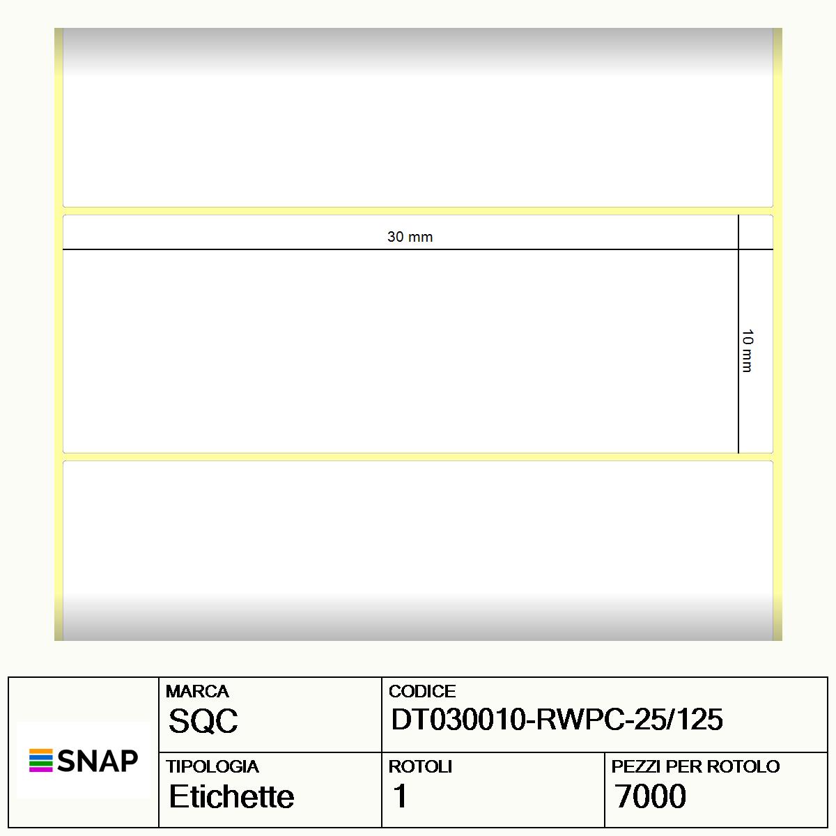 DT030010-RWPC-25/125 - Etichette SQC  S-DESK-PD Carta protetta