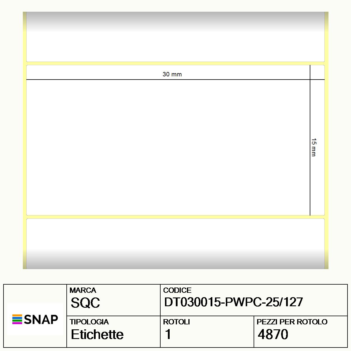 DT030015-PWPC-25/127 - Etichette SQC  S-DESK-PD Carta