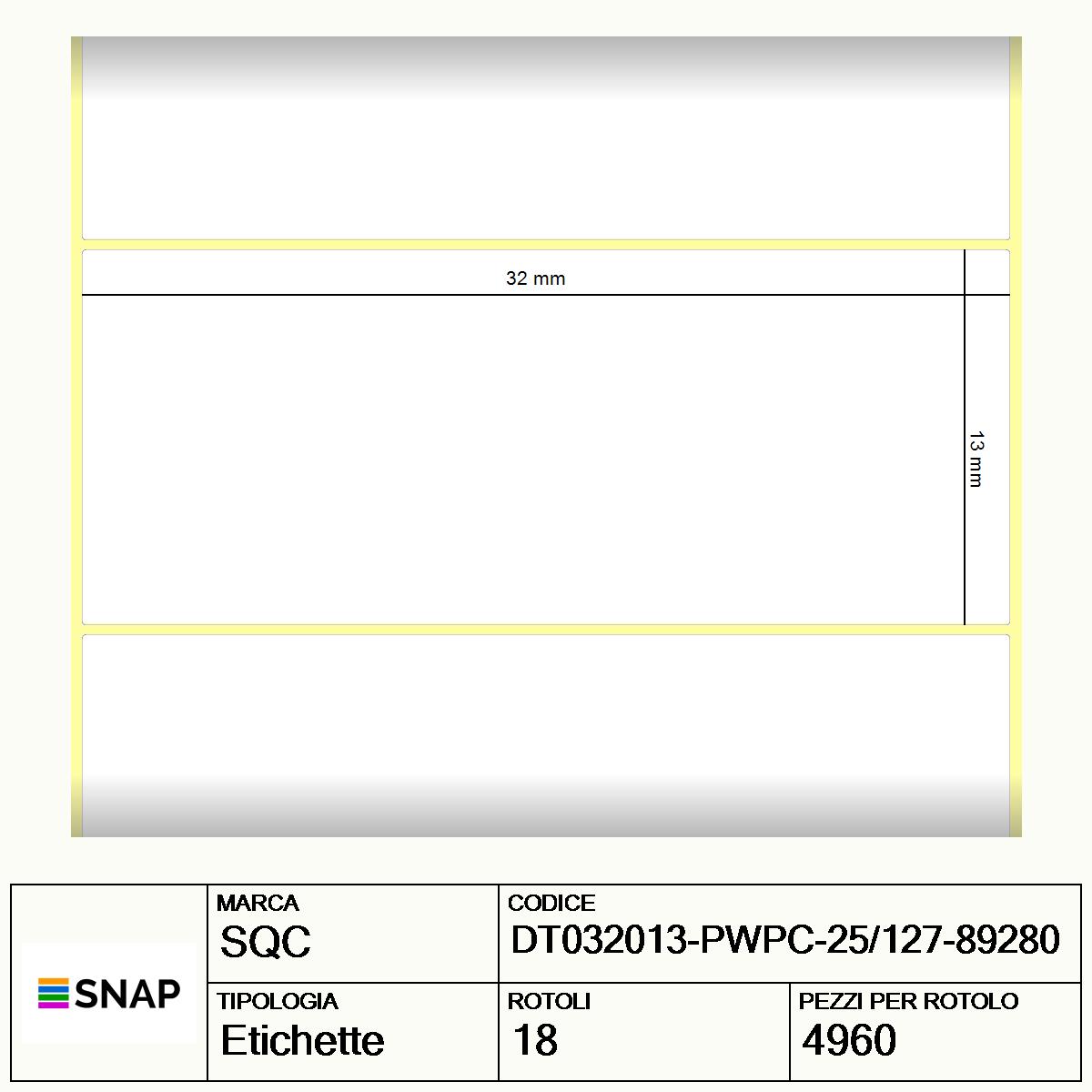 DT032013-PWPC-25/127-89280 - Etichette SQC  S-DESK-PD Carta