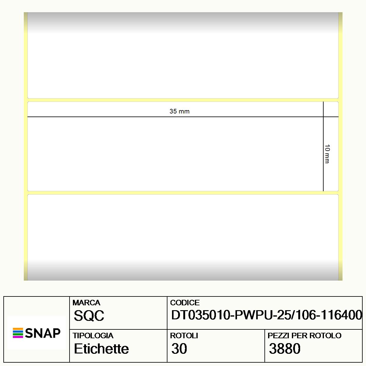 DT035010-PWPU-25/106-116400 - Etichette SQC  S-DESK-PD Carta