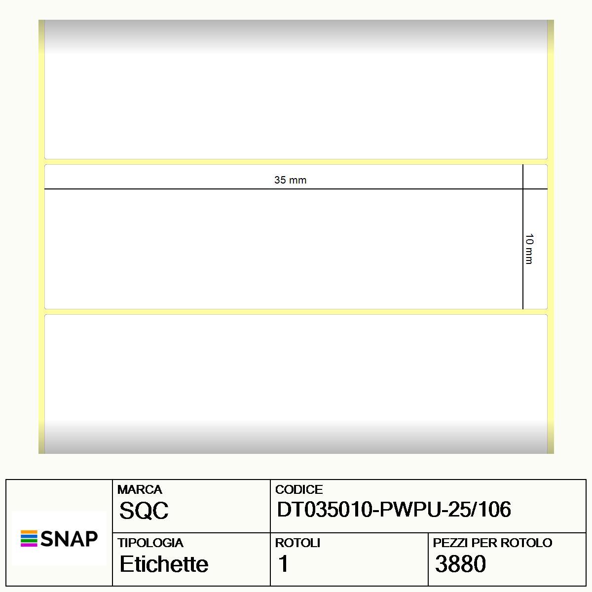 DT035010-PWPU-25/106 - Etichette SQC  S-DESK-PD Carta