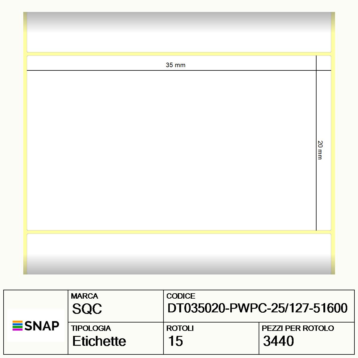 DT035020-PWPC-25/127-51600 - Etichette SQC  S-DESK-PD Carta