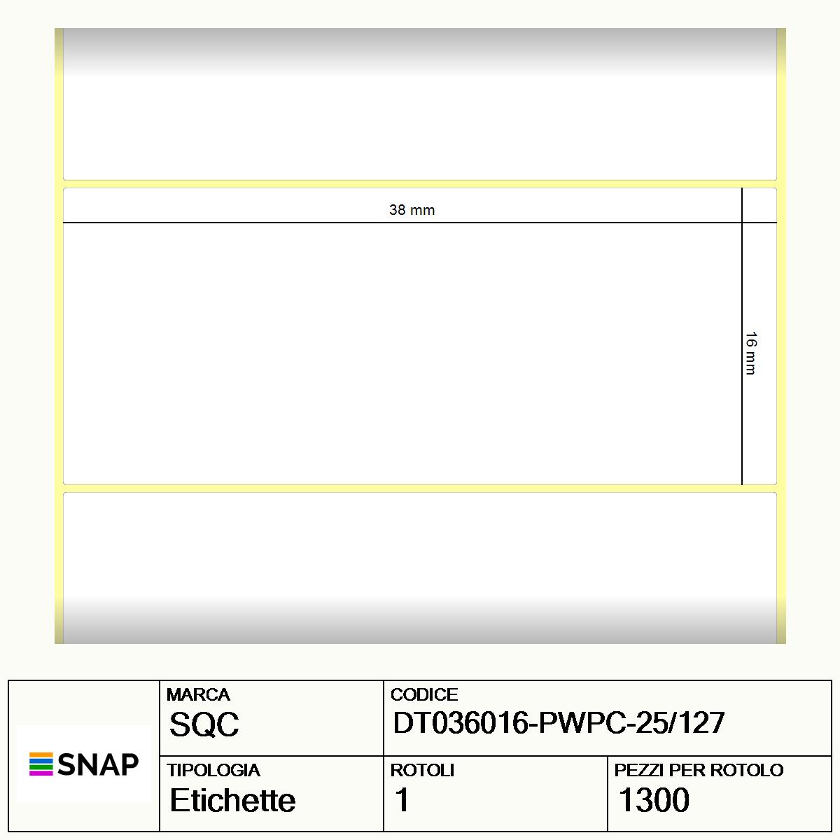DT036016-PWPC-25/127 - Etichette SQC  S-DESK-PD Carta