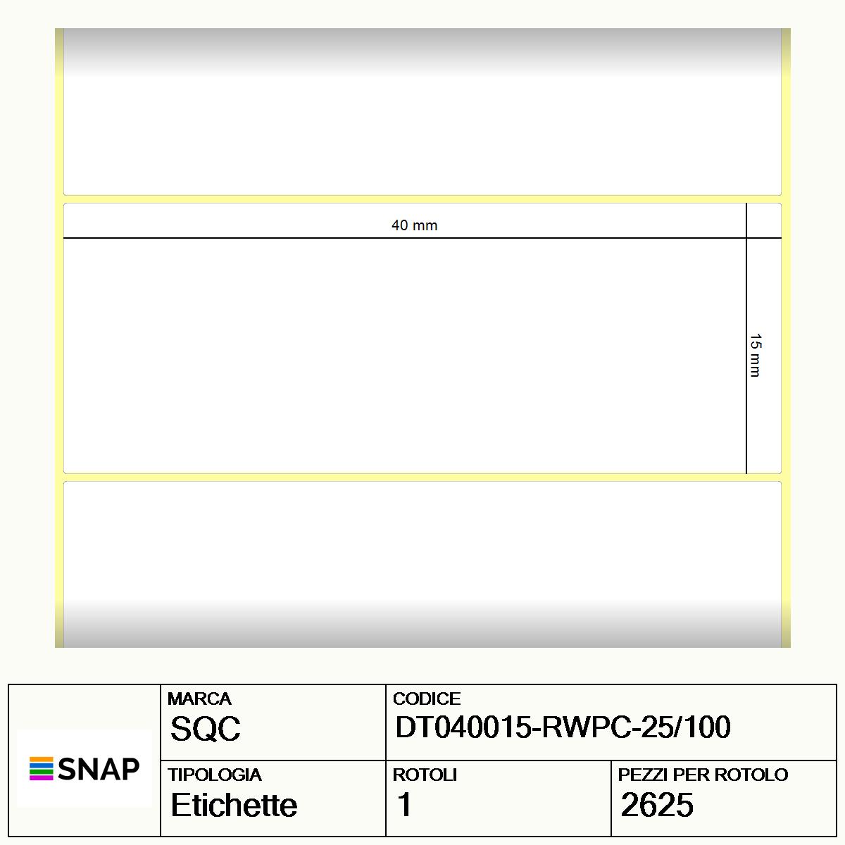 DT040015-RWPC-25/100 - Etichette SQC  S-DESK-PD Carta