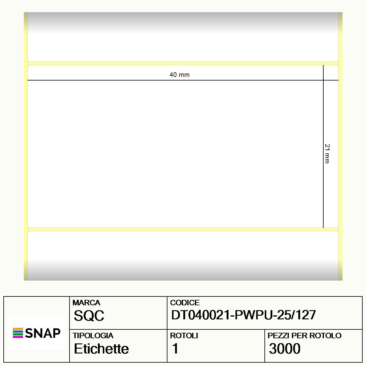 DT040021-PWPU-25/127 - Etichette SQC  S-DESK-PD Carta