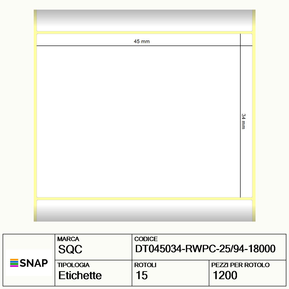 DT045034-RWPC-25/94-18000 - Etichette SQC  S-DESK-PD Carta