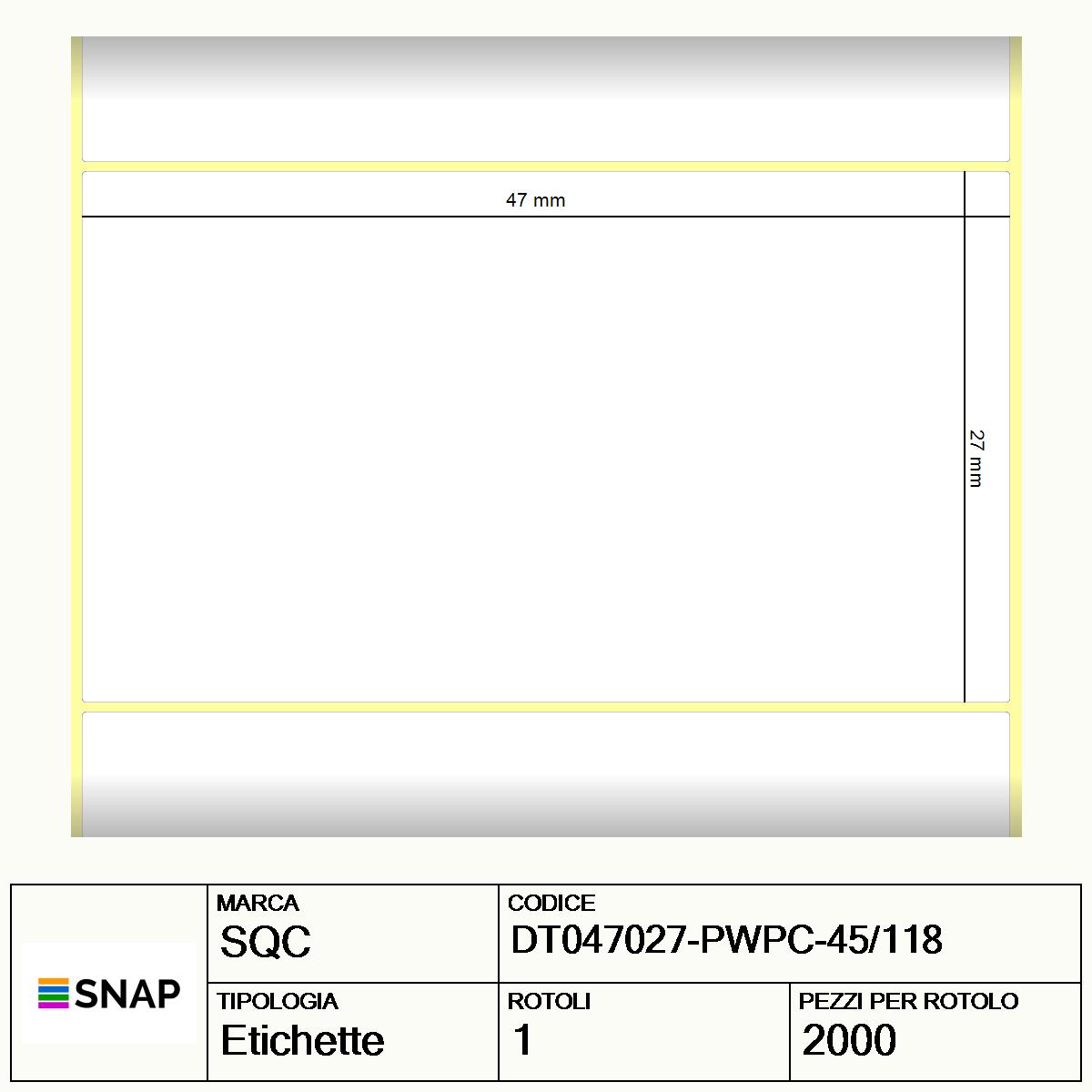 DT047027-PWPC-45/118 - Etichette SQC  S-DESK-PD Carta protetta