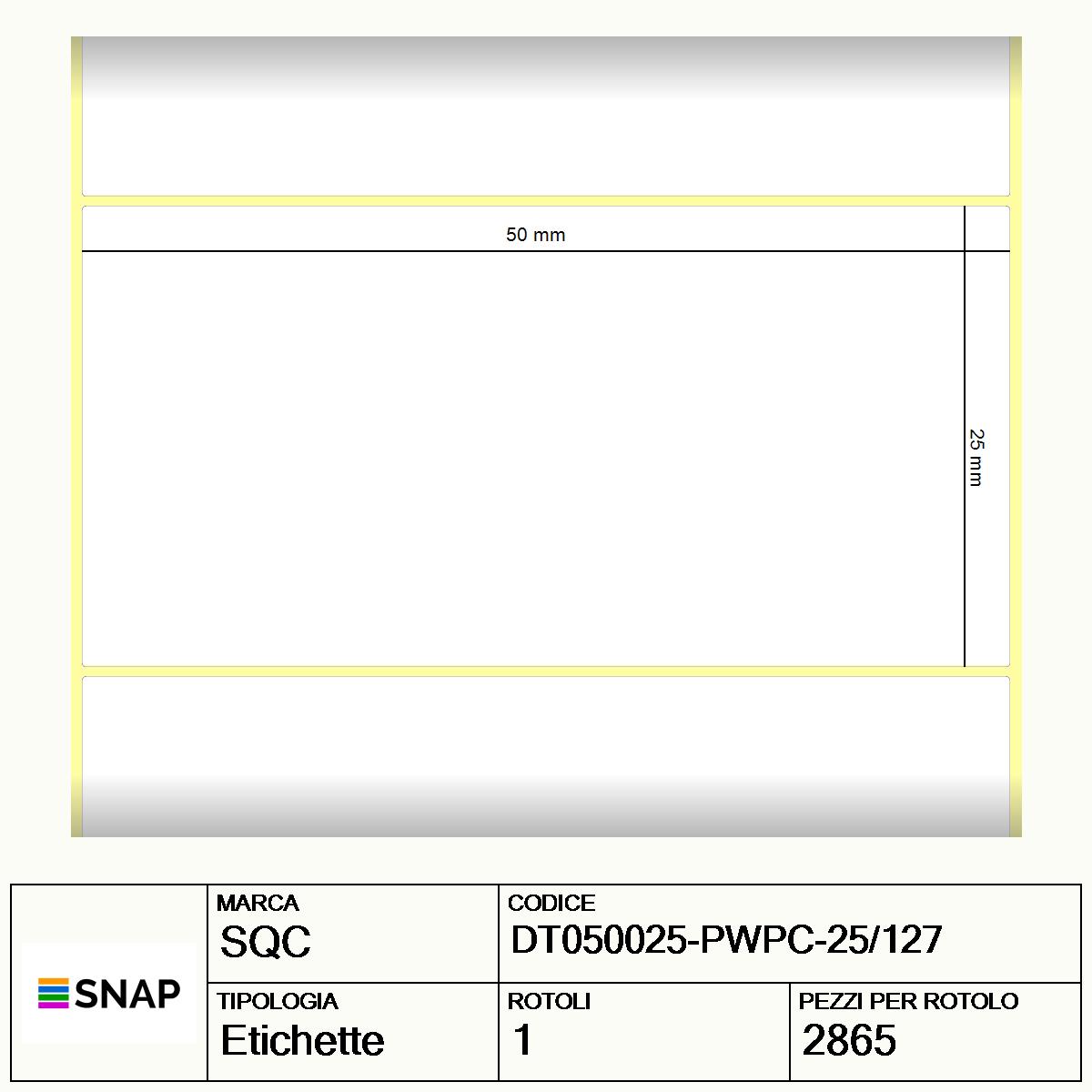 DT050025-PWPC-25/127 - Etichette SQC  S-DESK-PD Carta protetta