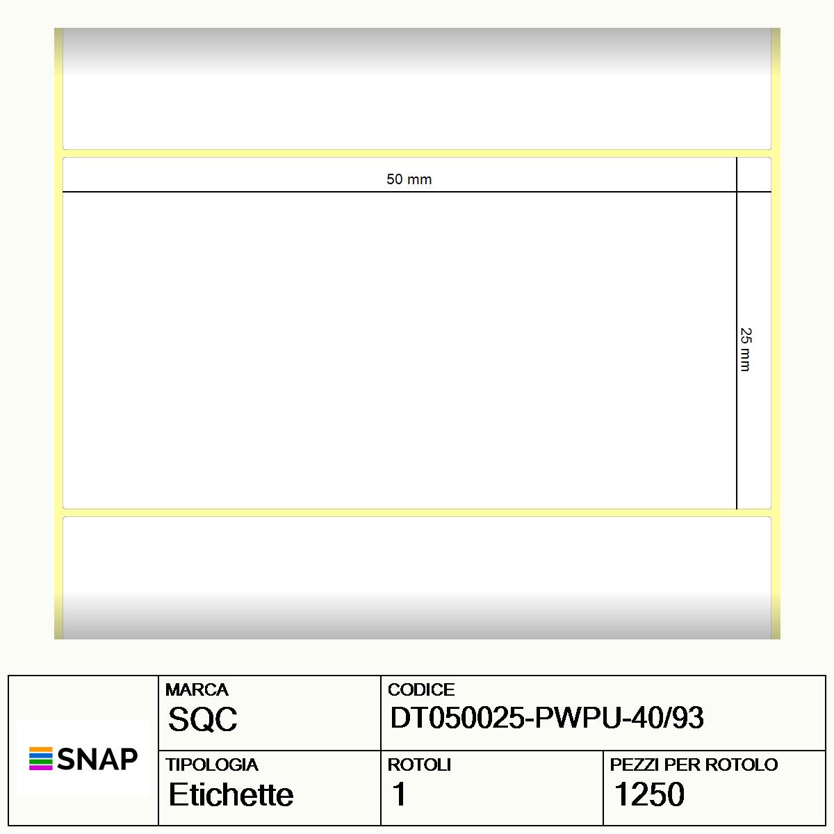 DT050025-PWPU-40/93 - Etichette SQC  S-DESK-PD Carta