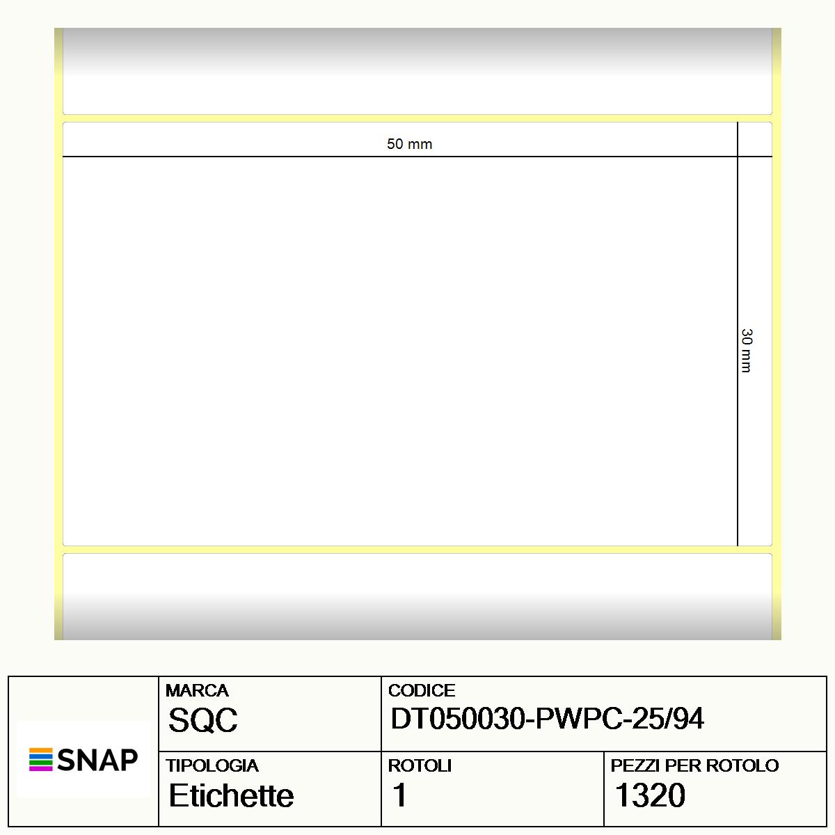 DT050030-PWPC-25/94 - Etichette SQC  S-DESK-PD Carta