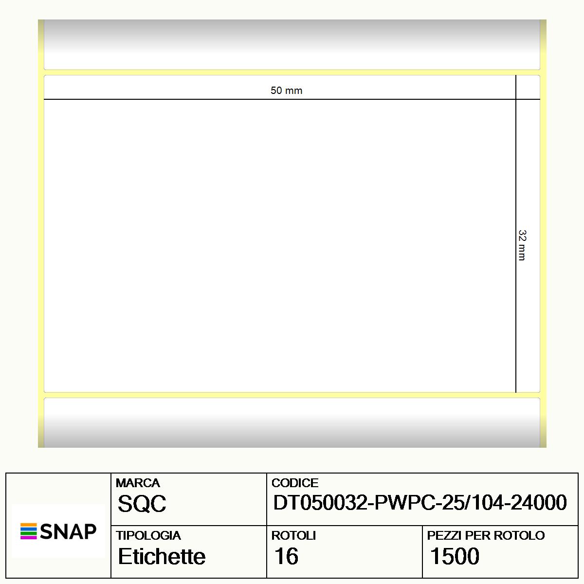 DT050032-PWPC-25/104-24000 - Etichette SQC  S-DESK-PD Carta