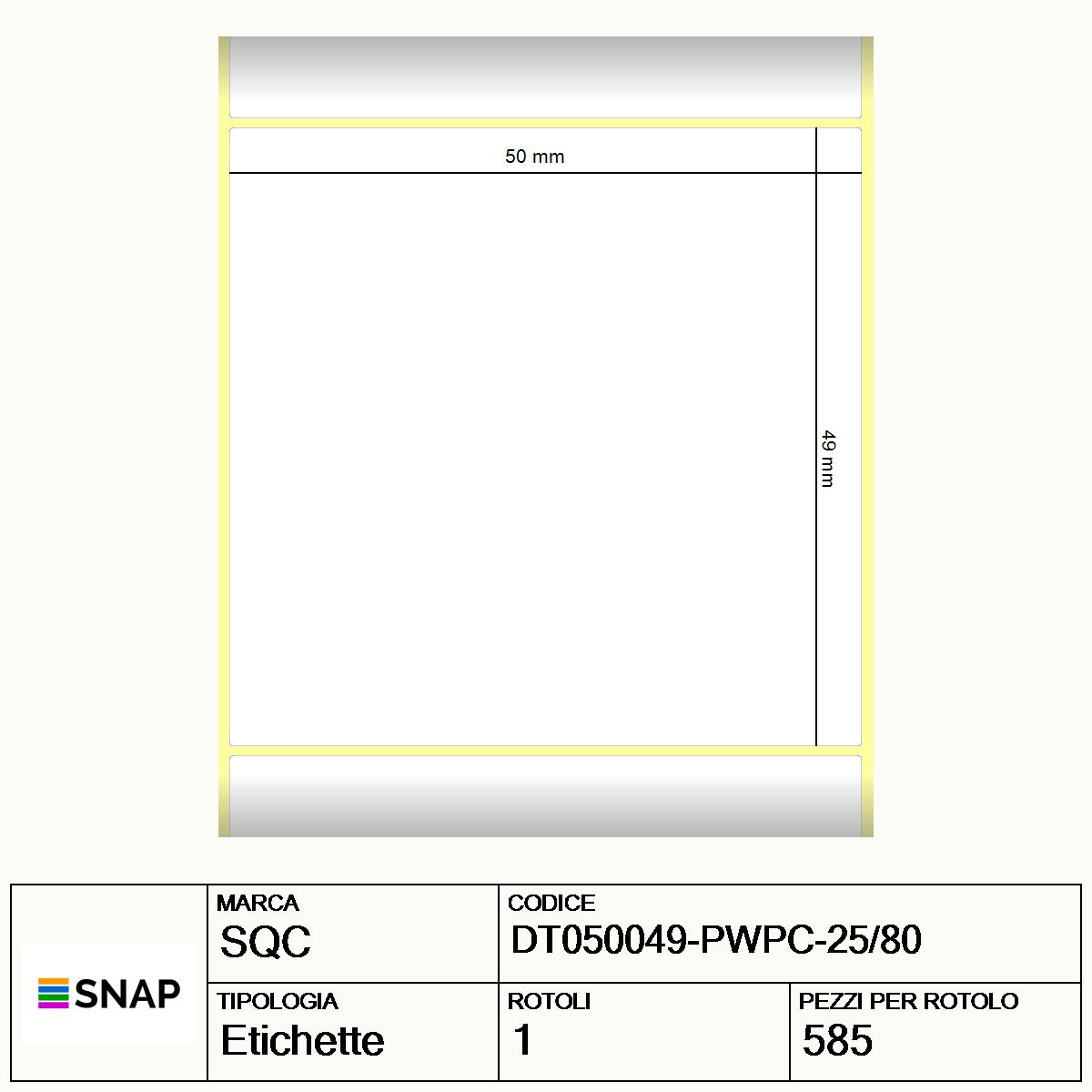 DT050049-PWPC-25/80 - Etichette SQC  Carta