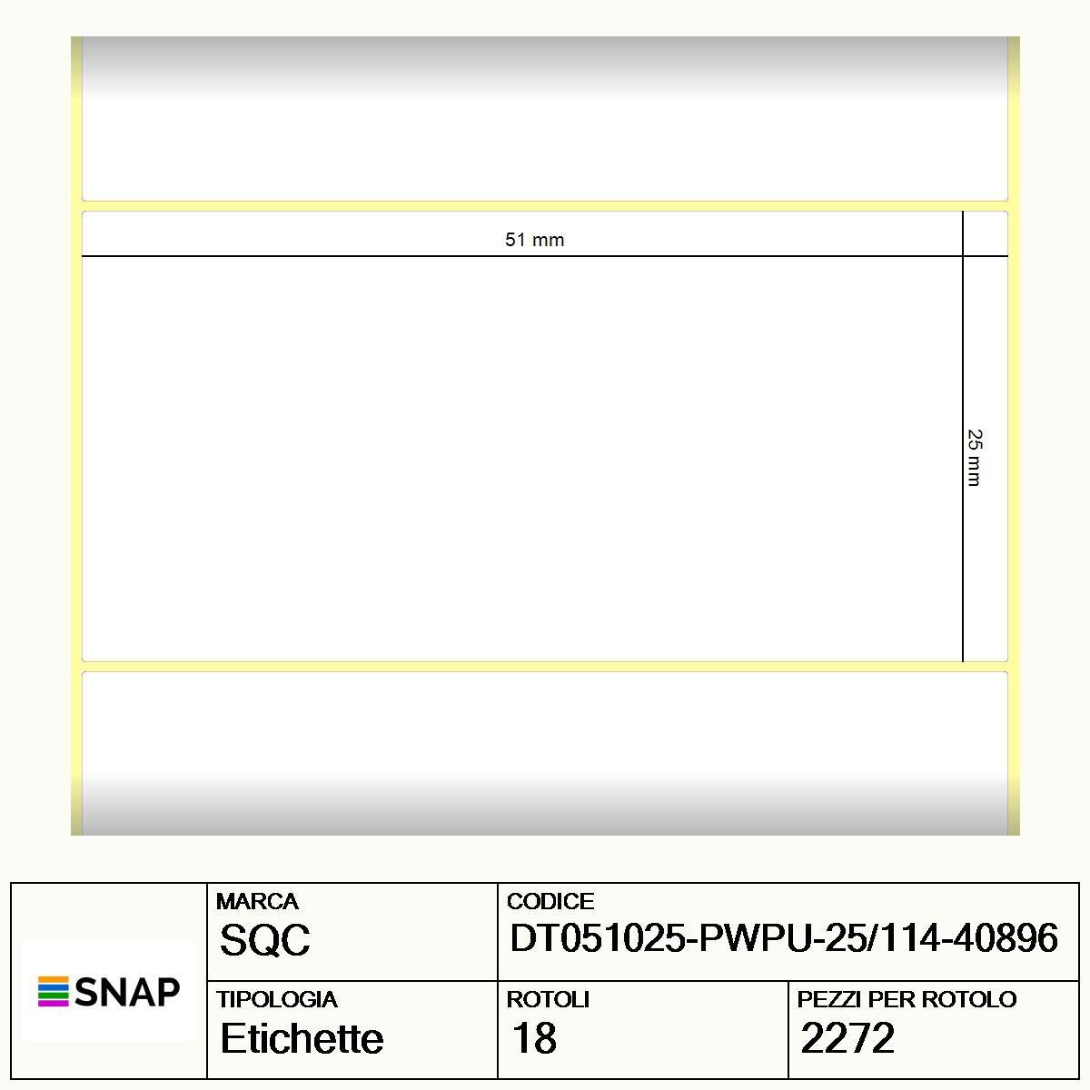 DT051025-PWPU-25/114-40896 - Etichette SQC  S-DESK-PD Carta