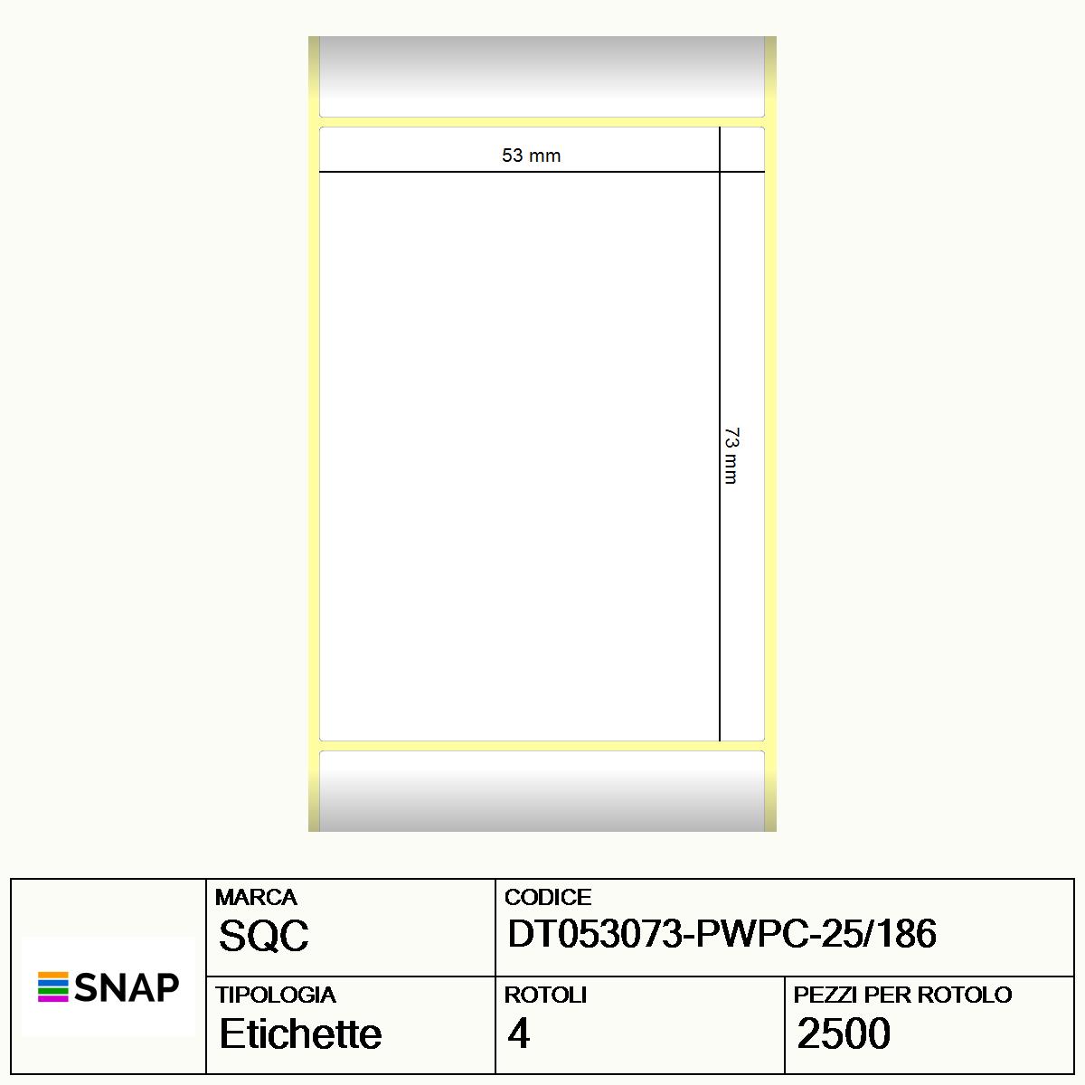 DT053073-PWPC-25/186 - Etichette SQC  S-HARD-PD Carta