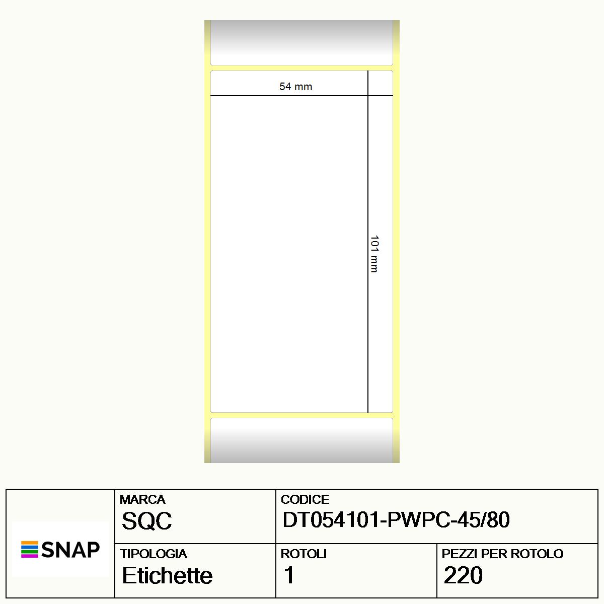 DT054101-PWPC-45/80 - Etichette SQC  S-DESK-PD Carta