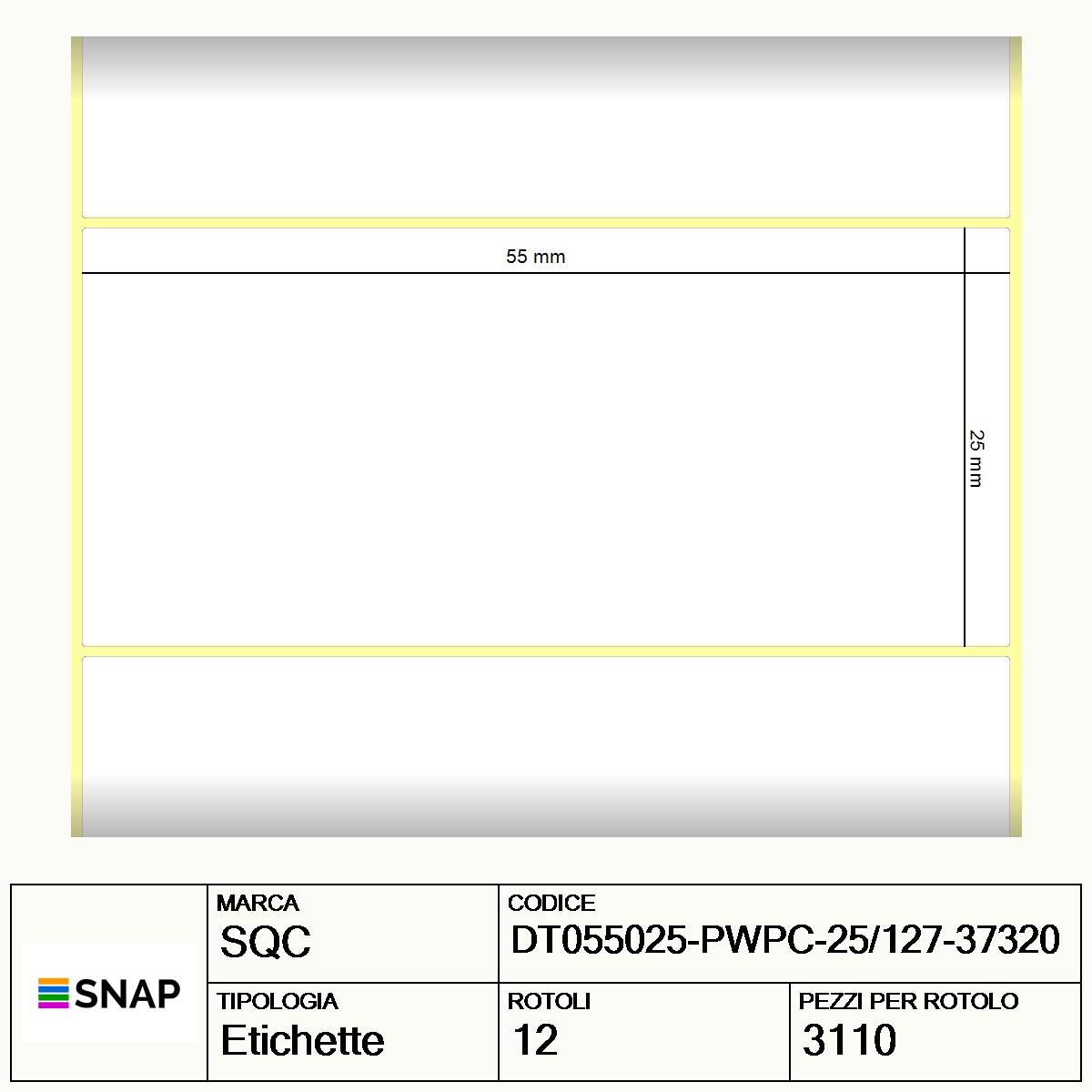 DT055025-PWPC-25/127-37320 - Etichette SQC  S-DESK-PD Carta