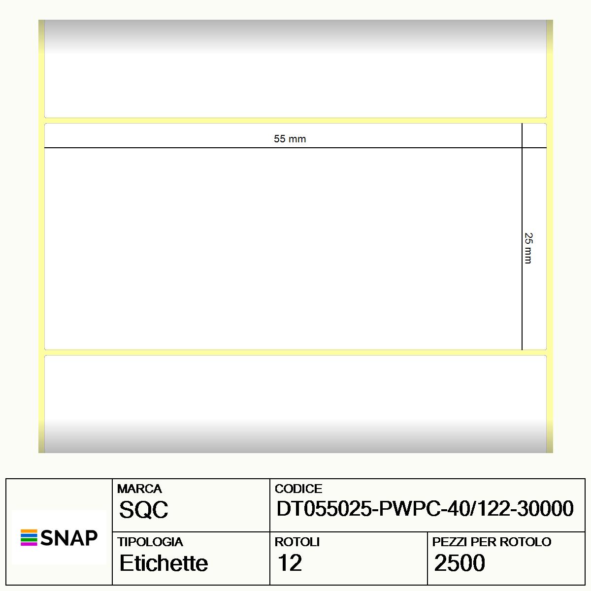 DT055025-PWPC-40/122-30000 - Etichette SQC  S-DESK-PD Carta