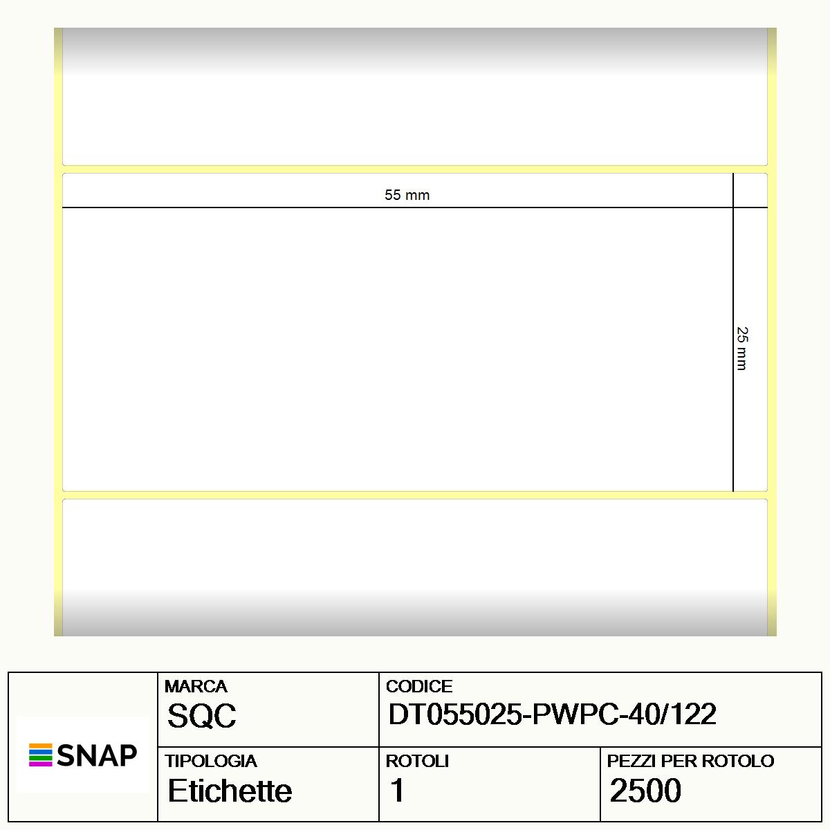 DT055025-PWPC-40/122 - Etichette SQC  S-HEALTCARE Carta