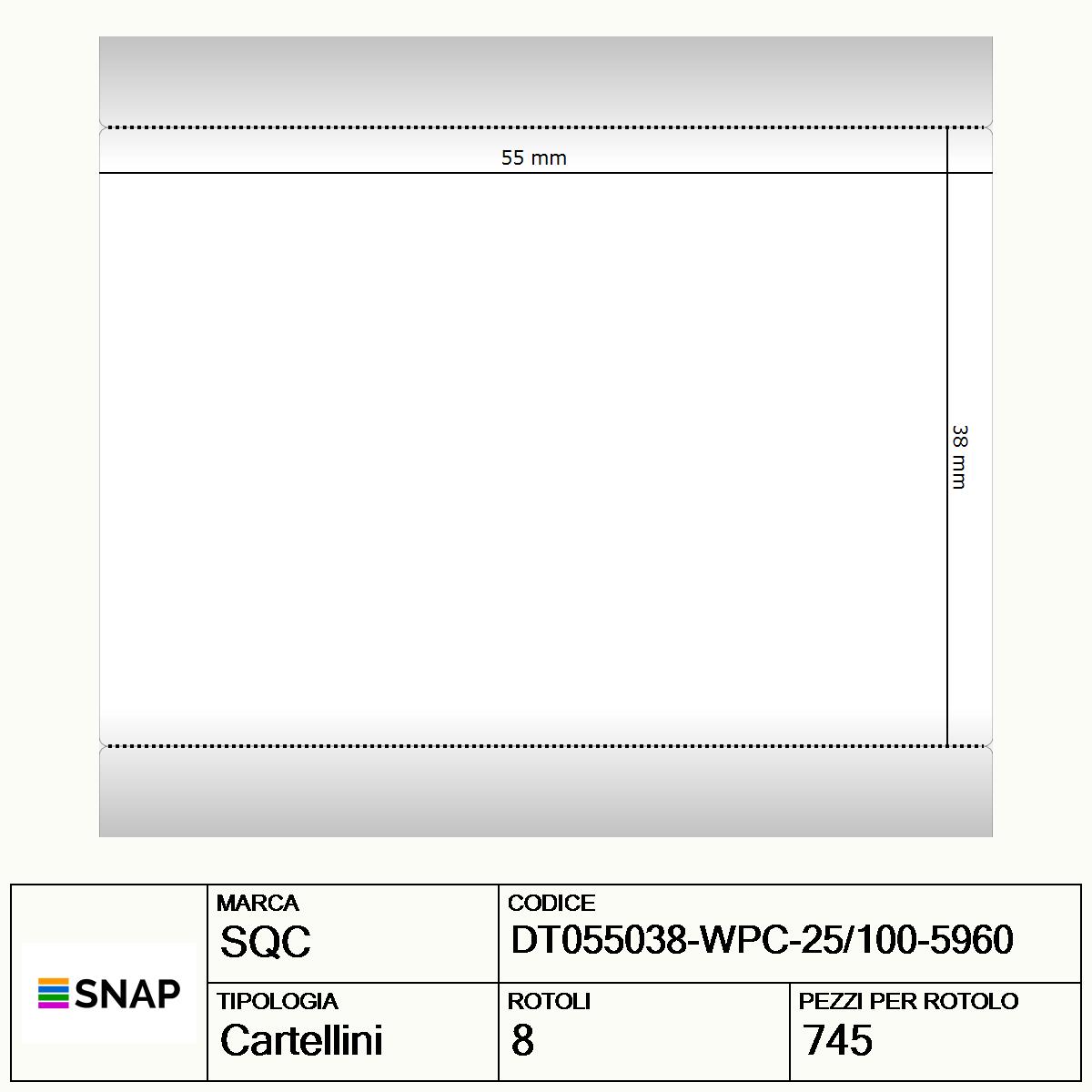 DT055038-WPC-25/100-5960 - Cartellini SQC  S-TAGS-PD Carta