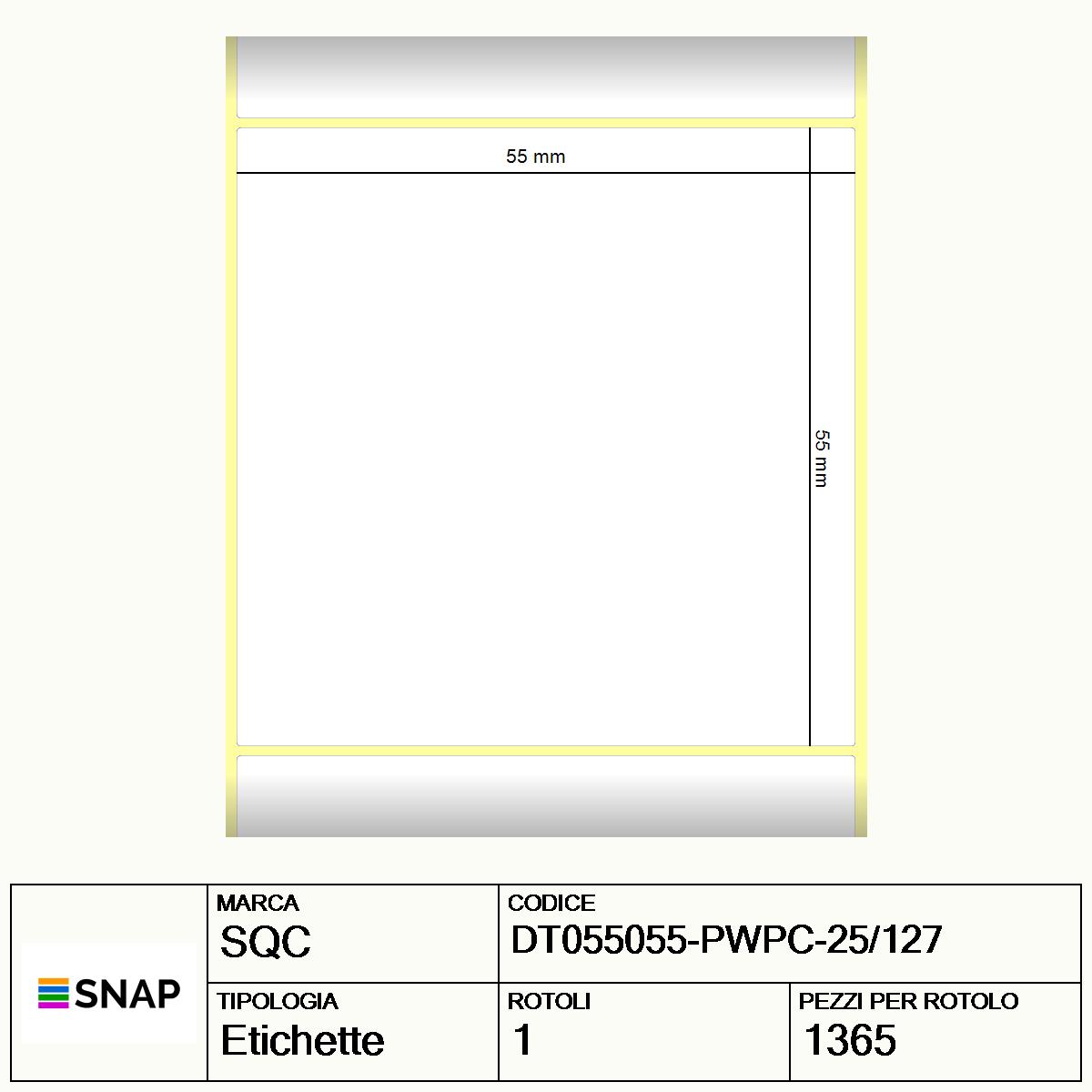 DT055055-PWPC-25/127 - Etichette SQC  S-DESK-PD Carta