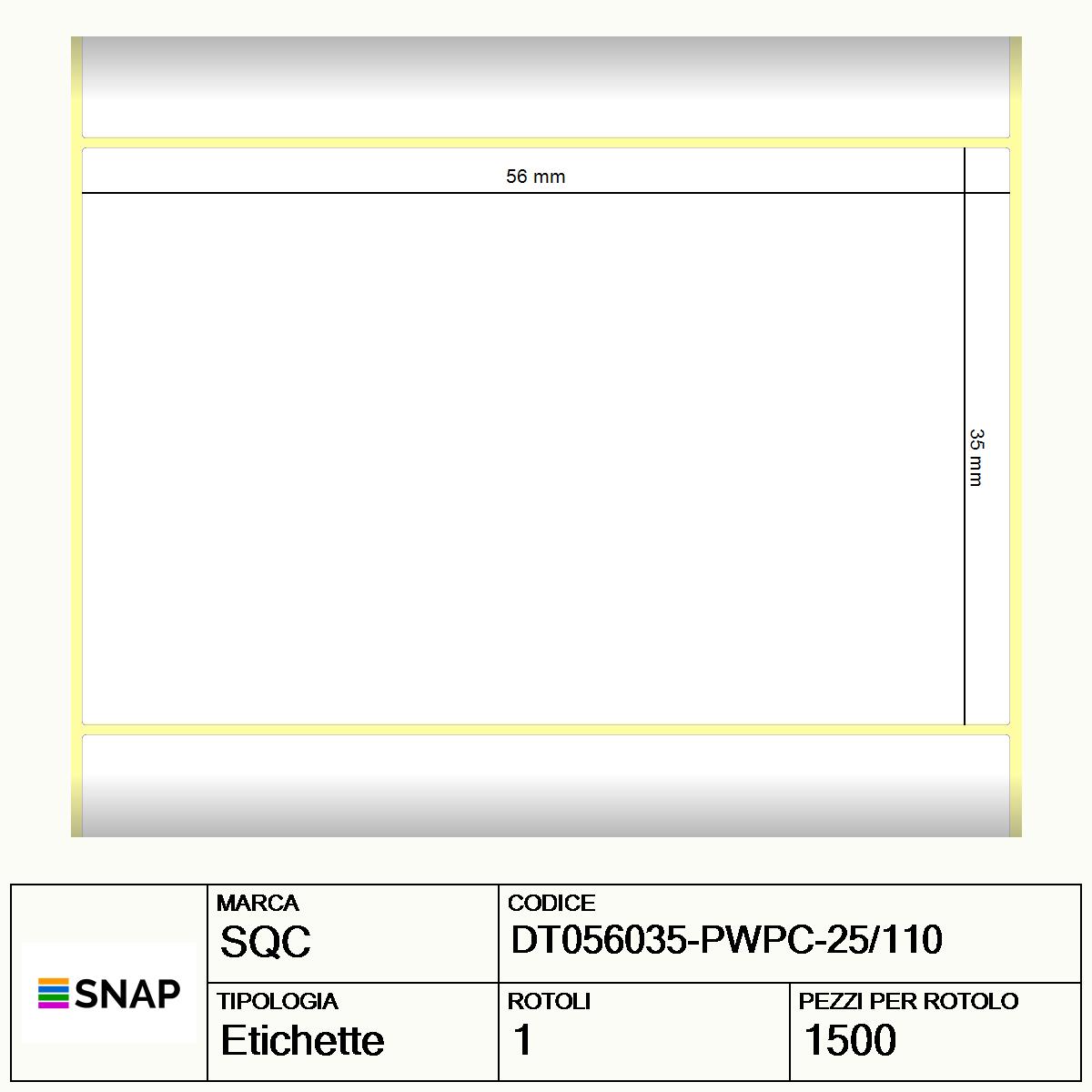DT056035-PWPC-25/110 - Etichette SQC  S-DESK-PD Carta