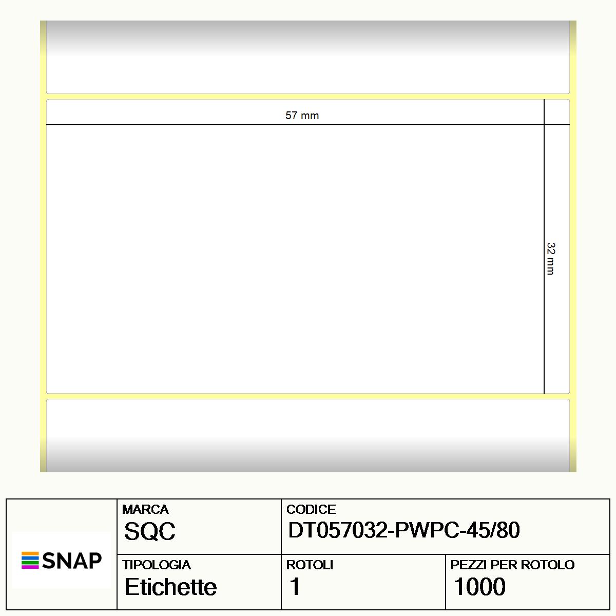 DT057032-PWPC-45/80 - Etichette SQC  S-DESK-PD Carta