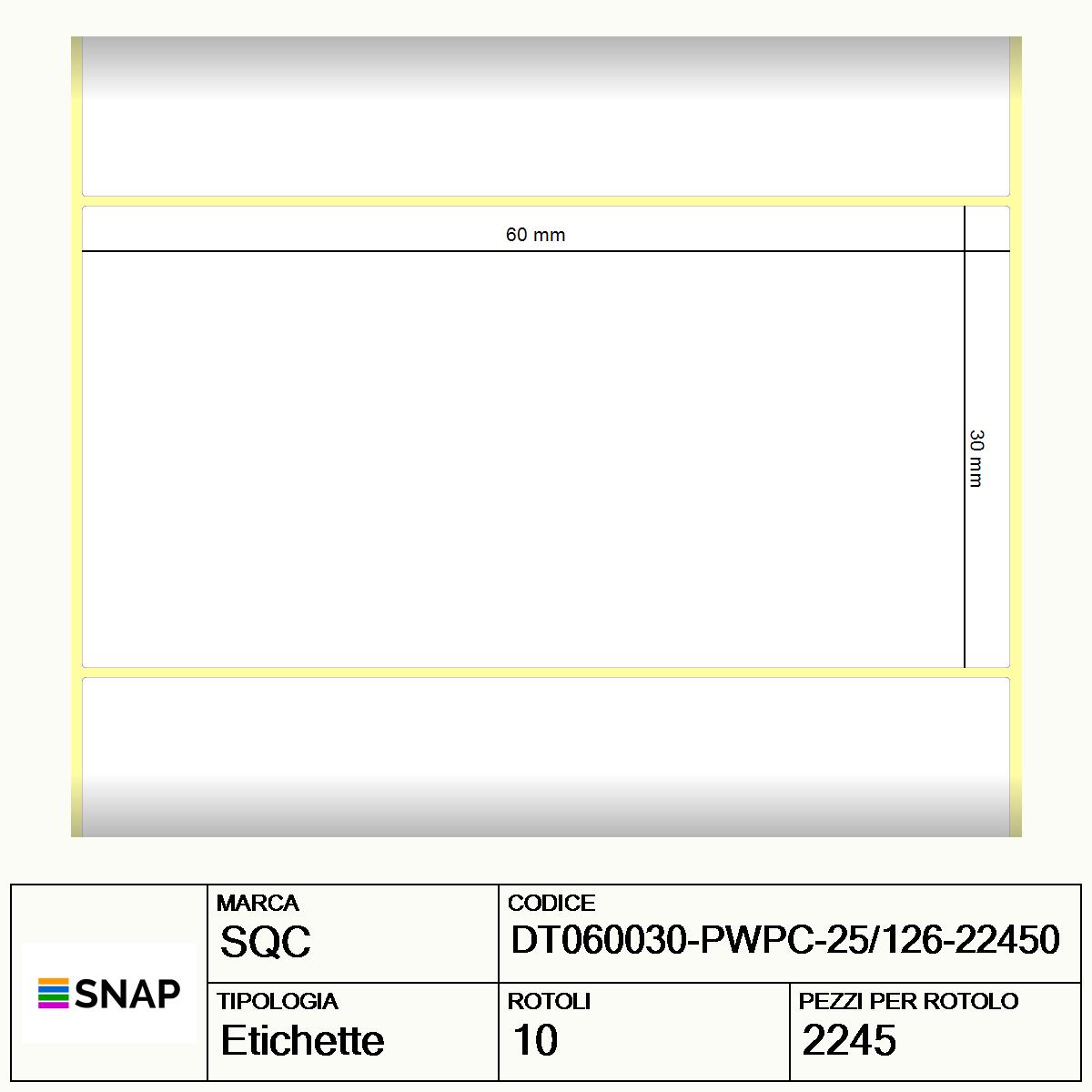 DT060030-PWPC-25/126-22450 - Etichette SQC  S-DESK-PD Carta
