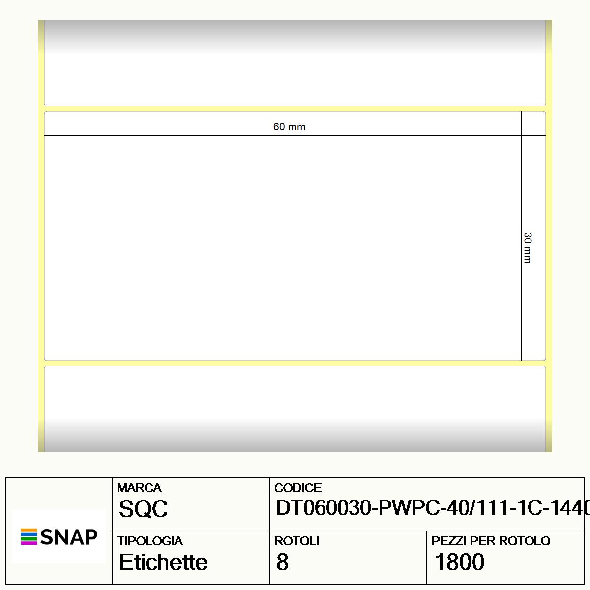 DT060030-PWPC-40/111-1C-14400 - Etichette SQC  S-DESK-PD Carta