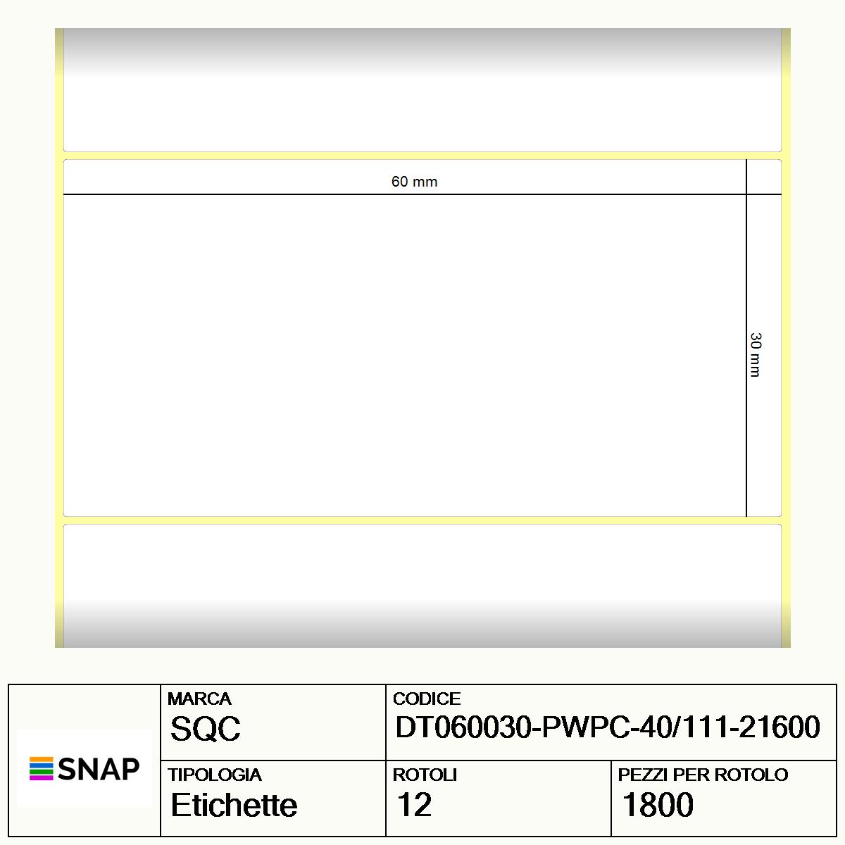 DT060030-PWPC-40/111-21600 - Etichette SQC  S-DESK-PD Carta