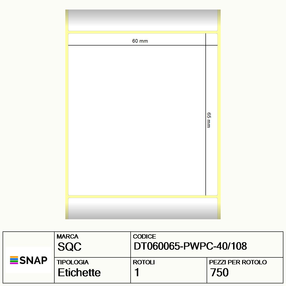 DT060065-PWPC-40/108 - Etichette SQC  S-DESK-PD Carta