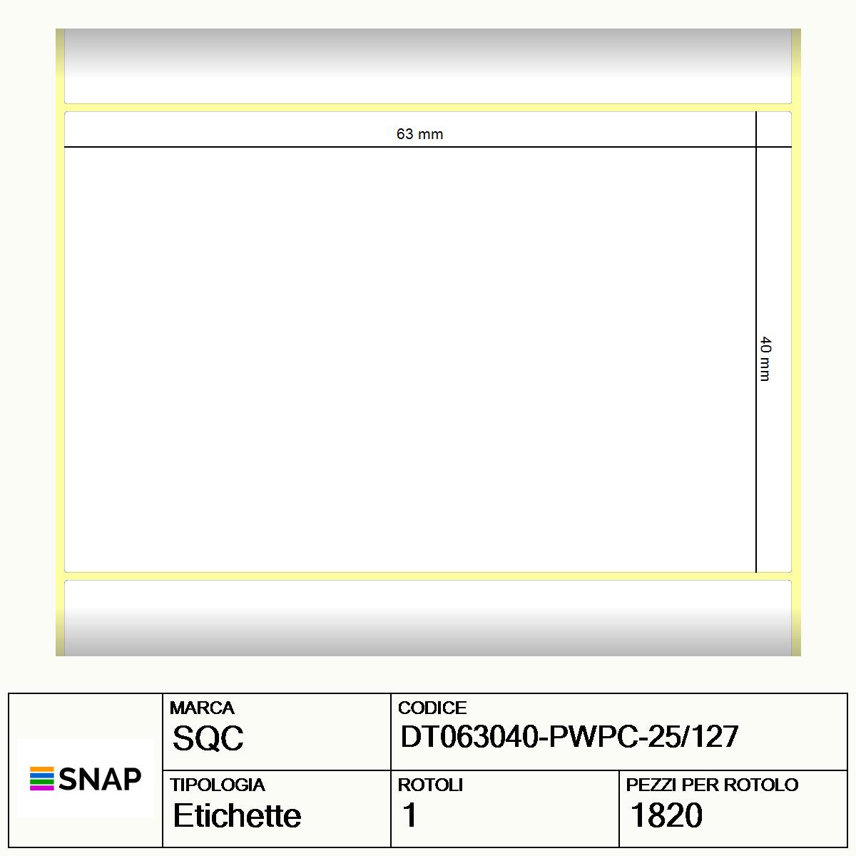 DT063040-PWPC-25/127 - Etichette SQC  S-DESK-PD Carta