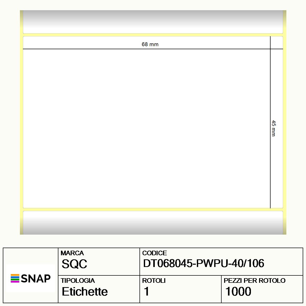DT068045-PWPU-40/106 - Etichette SQC  S-DESK-PD Carta