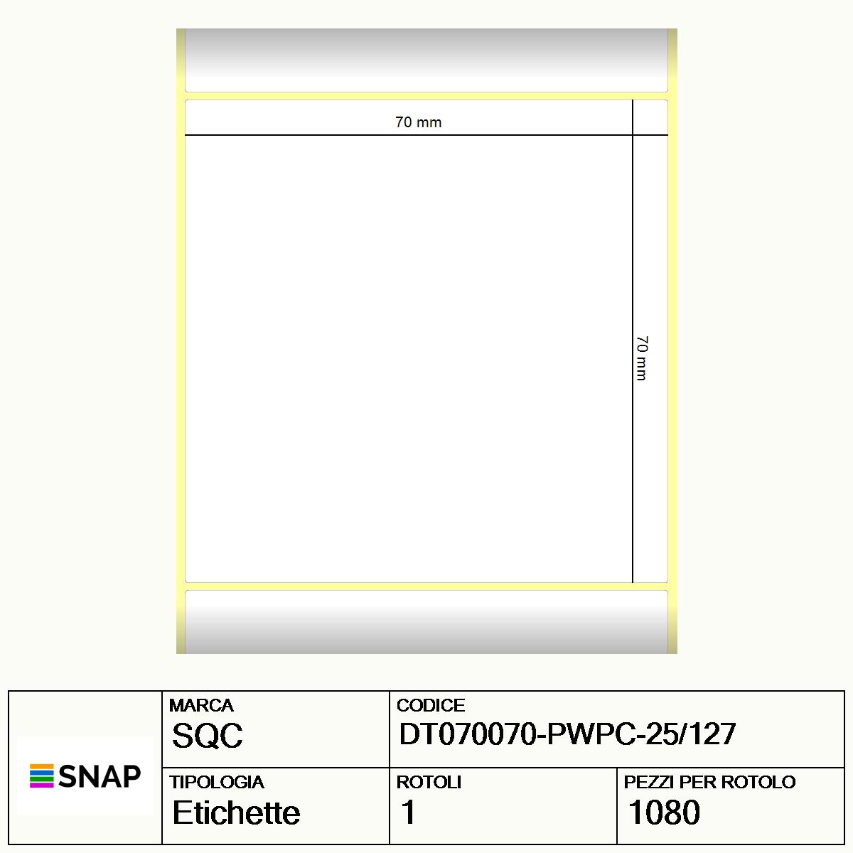 DT070070-PWPC-25/127 - Etichette SQC  S-DESK-PD Carta protetta