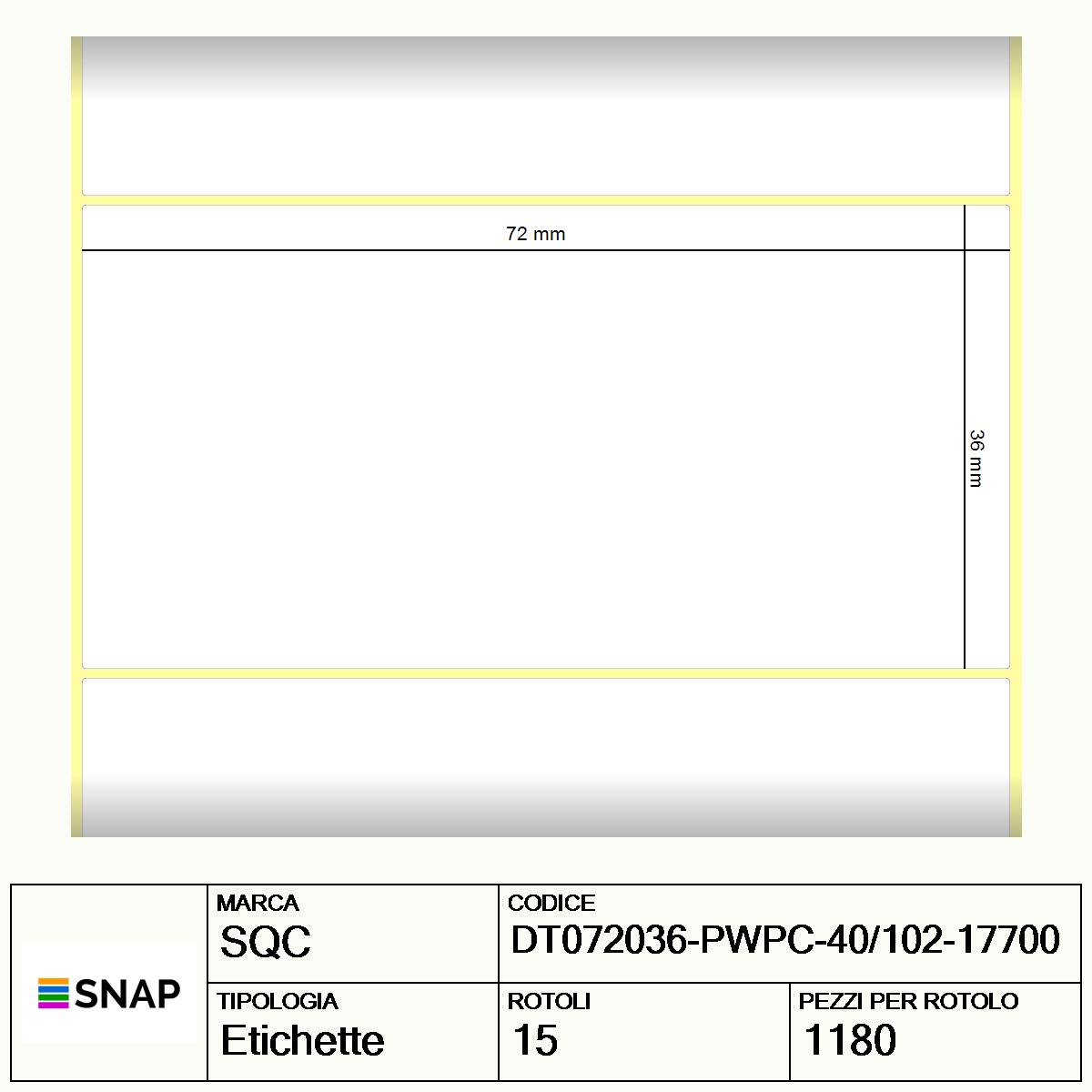 DT072036-PWPC-40/102-17700 - Etichette SQC  S-DESK-PD Carta
