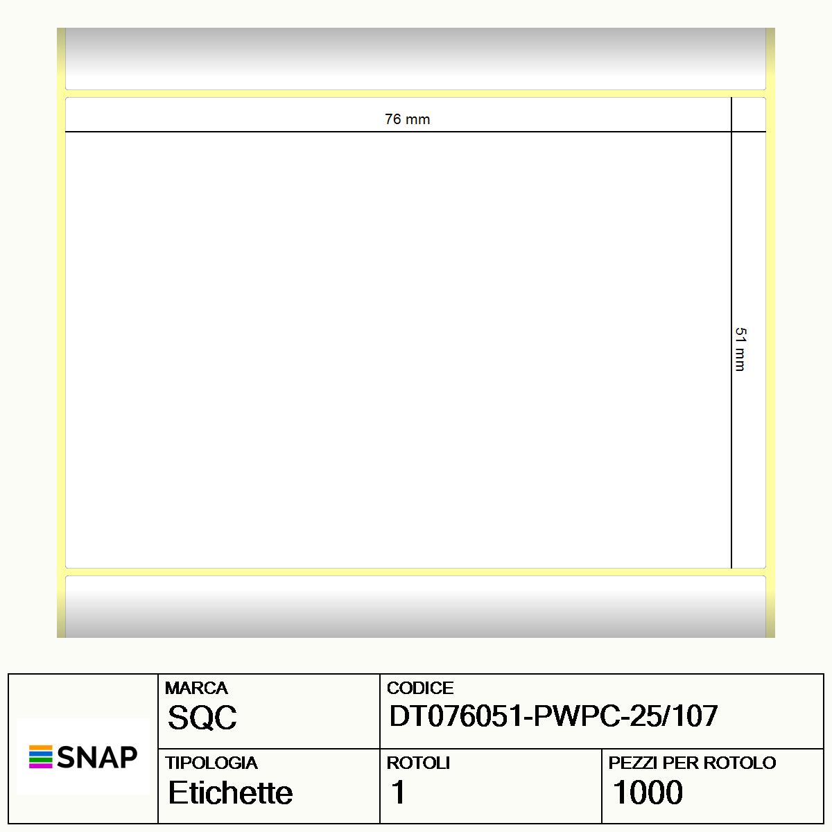DT076051-PWPC-25/107 - Etichette SQC  S-DESK-PD Carta
