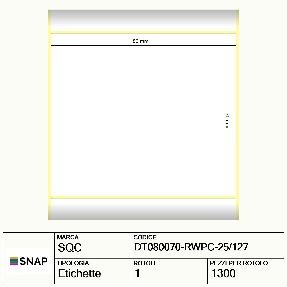 DT080070-RWPC-25/127 - Etichette SQC  S-DESK-PD Carta