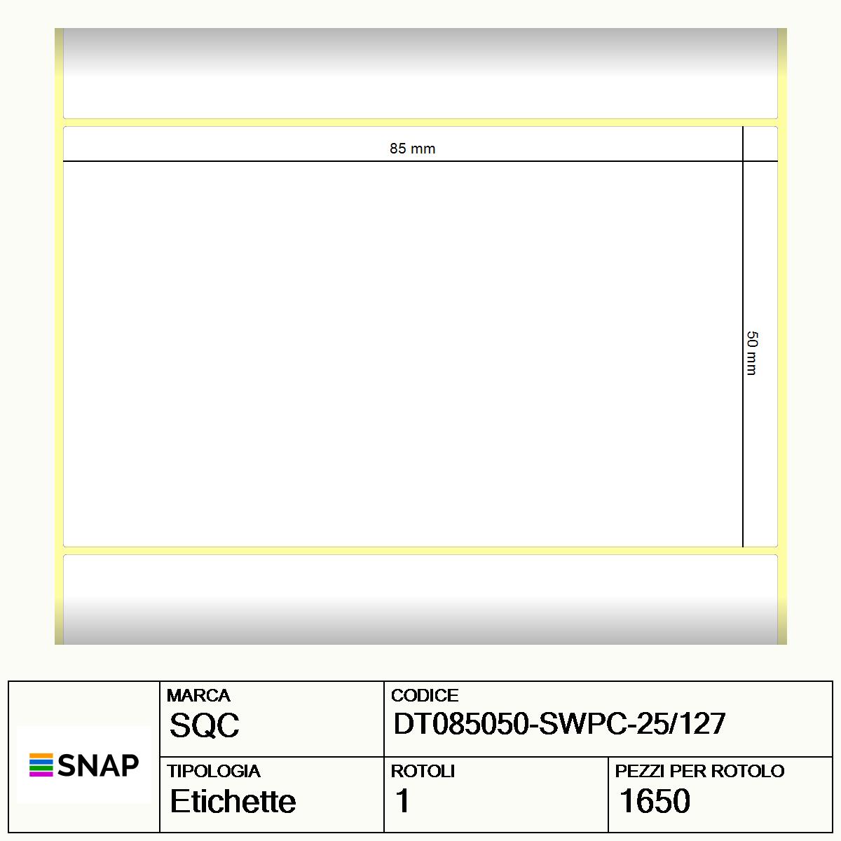 DT085050-SWPC-25/127 - Etichette SQC  S-DESK-PD Carta