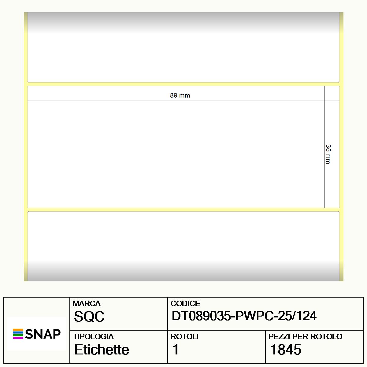 DT089035-PWPC-25/124 - Etichette SQC  S-DESK-PD Carta