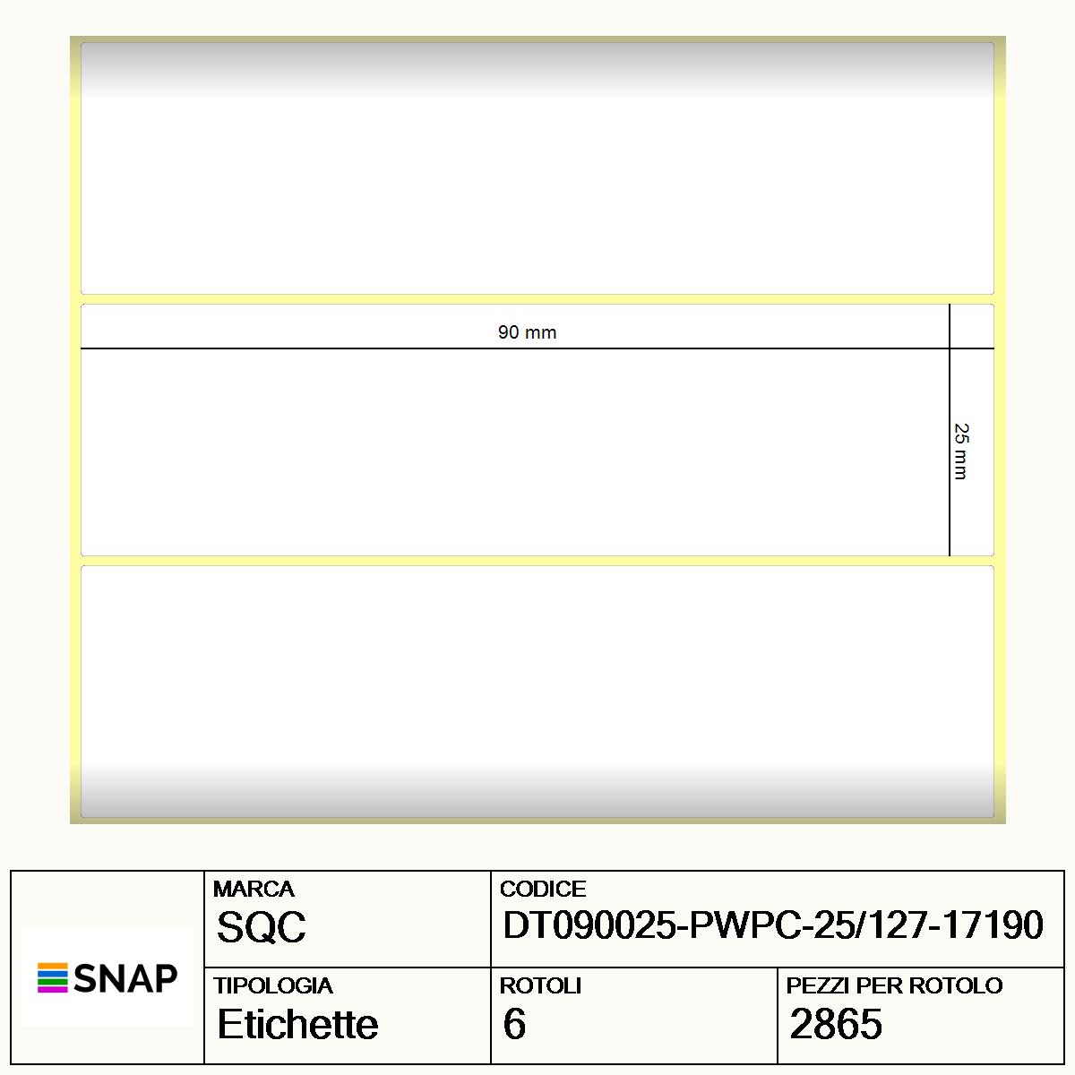 DT090025-PWPC-25/127-17190 - Etichette SQC  S-DESK-PD Carta