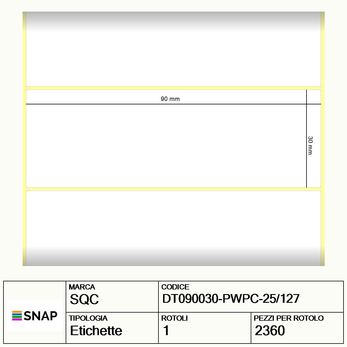 DT090030-PWPC-25/127 - Etichette SQC  S-DESK-PD Carta