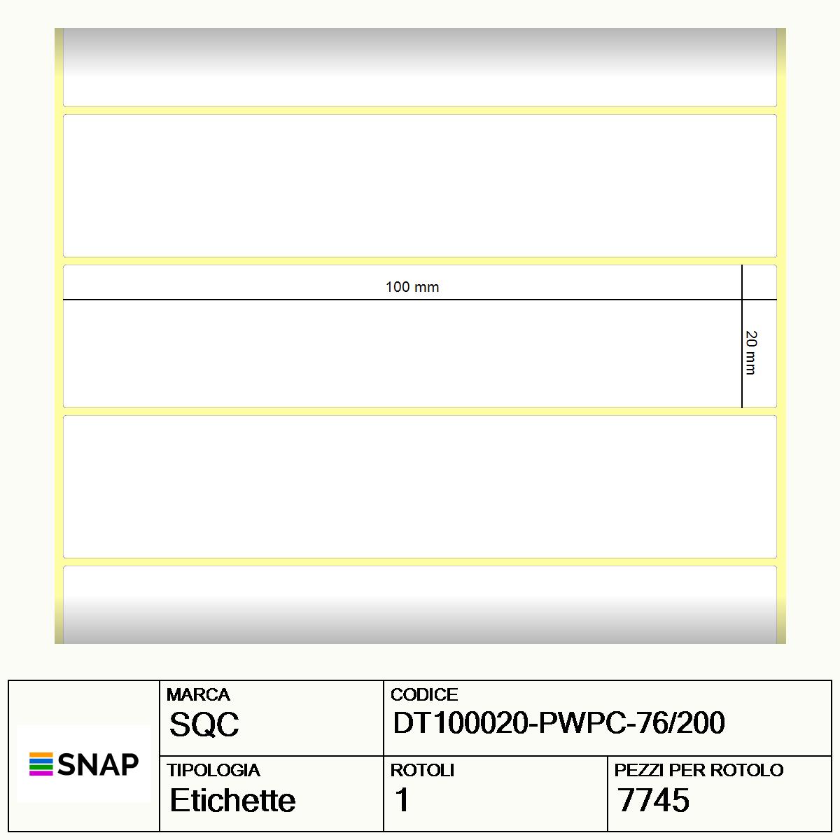 DT100020-PWPC-76/200 - Etichette SQC  S-HARD-PD Carta