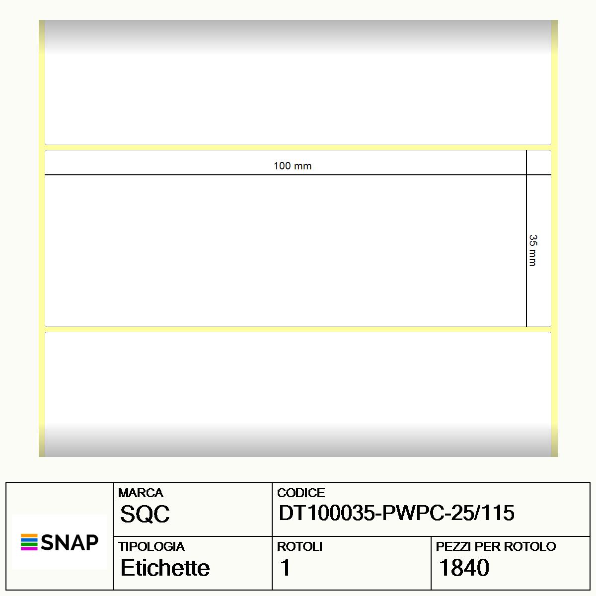 DT100035-PWPC-25/115 - Etichette SQC  S-DESK-PD Carta