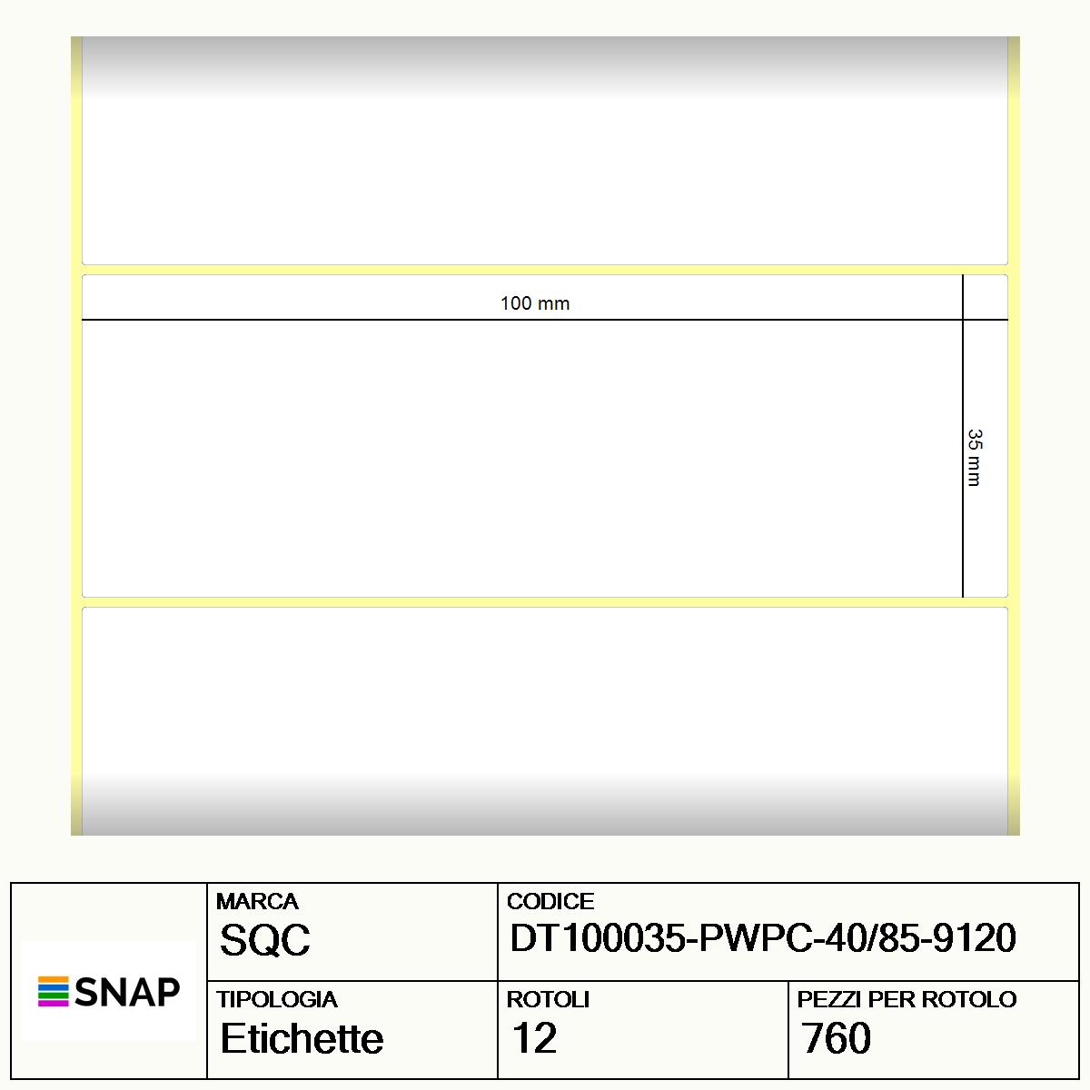 DT100035-PWPC-40/85-9120 - Etichette SQC  S-DESK-PD Carta