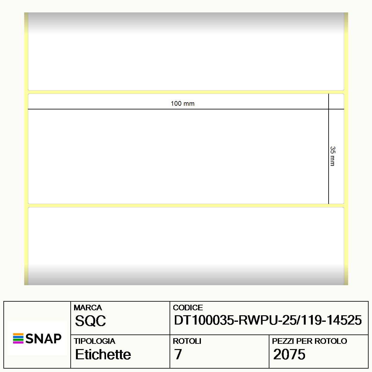 DT100035-RWPU-25/119-14525 - Etichette SQC  S-DESK-PD Carta