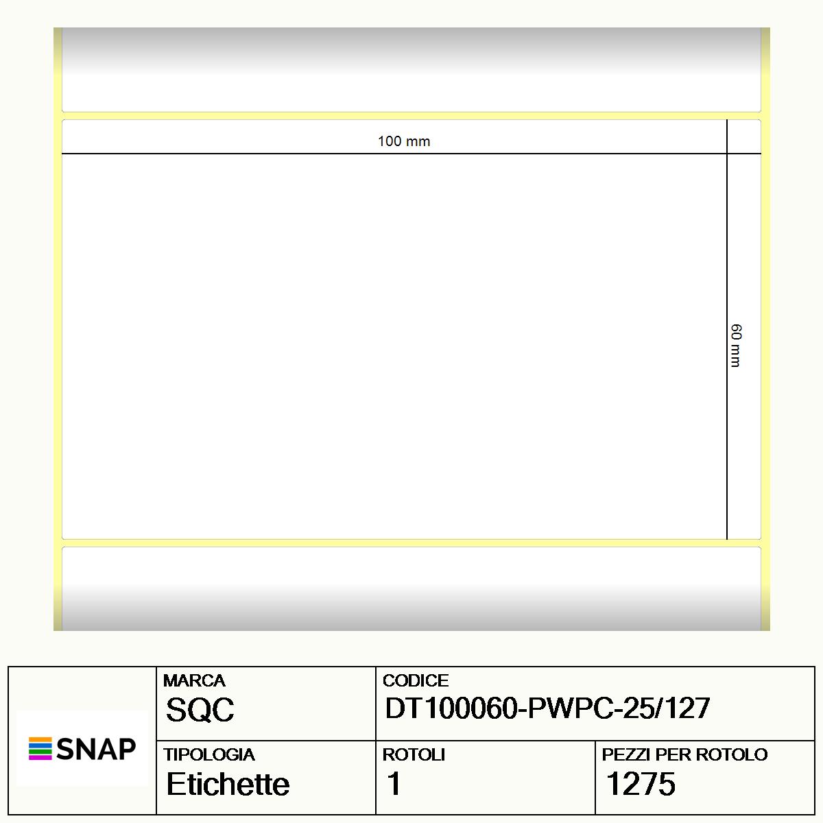 DT100060-PWPC-25/127 - Etichette SQC  S-DESK-PD Carta