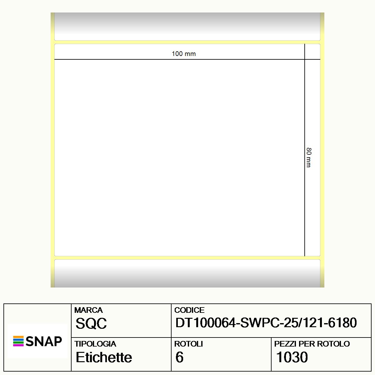 DT100064-SWPC-25/121-6180 - Etichette SQC  S-DESK-PD Carta