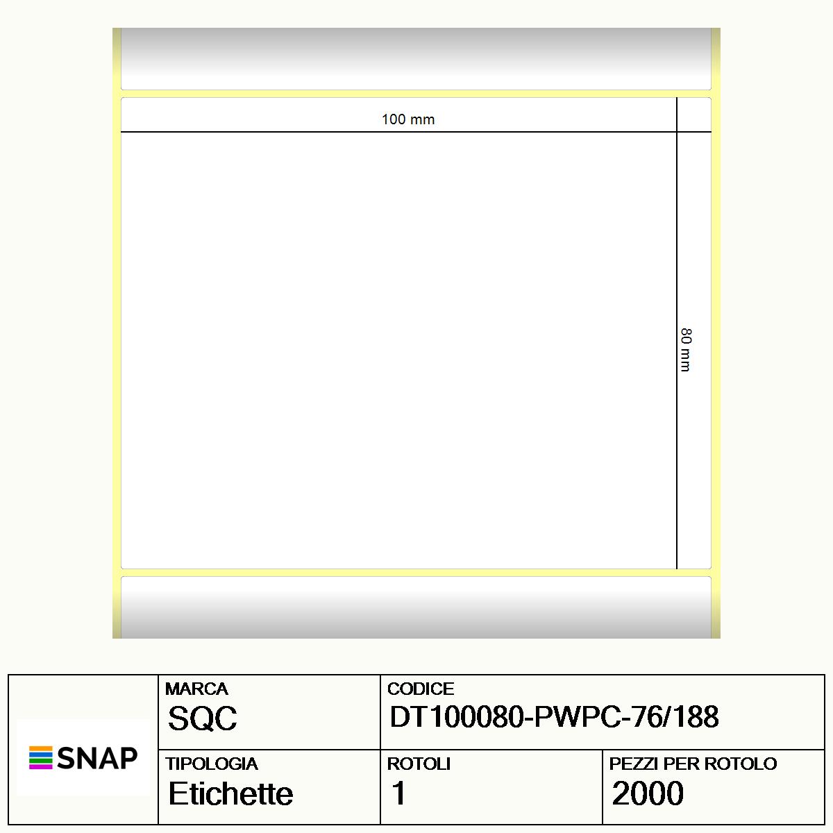 DT100080-PWPC-76/188 - Etichette SQC  S-HARD-PD Carta